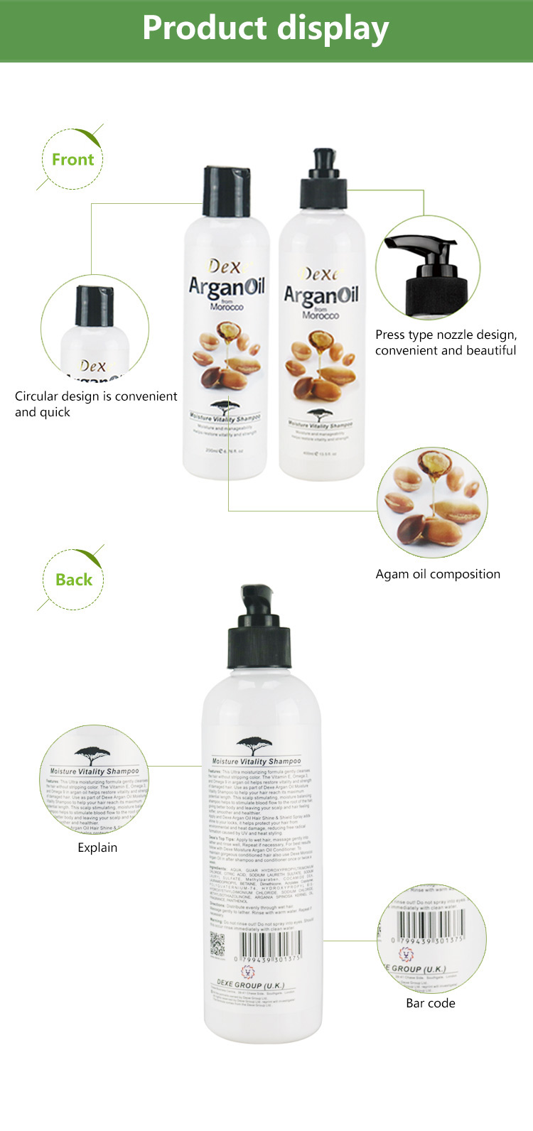 Lækker rørledning Forkæl dig Argan Oil Shampoo 400ml - Black Hair Shampoo | Hair Building Fibers |  Manufacturer | DEXE