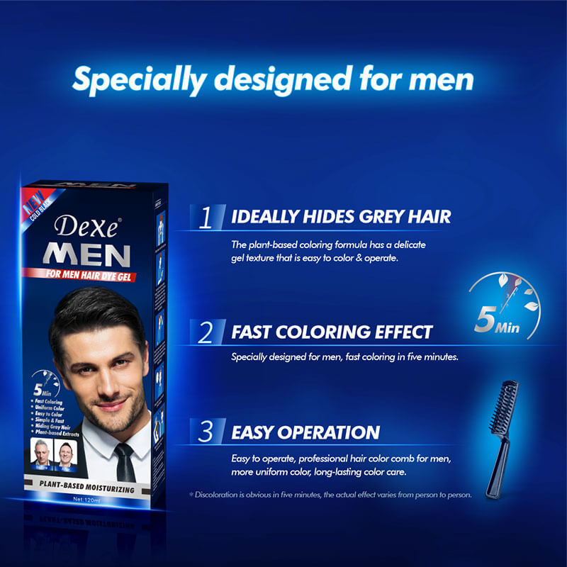 Men's 2-in-1 Beard & Mustache Color Shampoo — Permanent Black Dye, 200ml, All-Natural Ingredients
